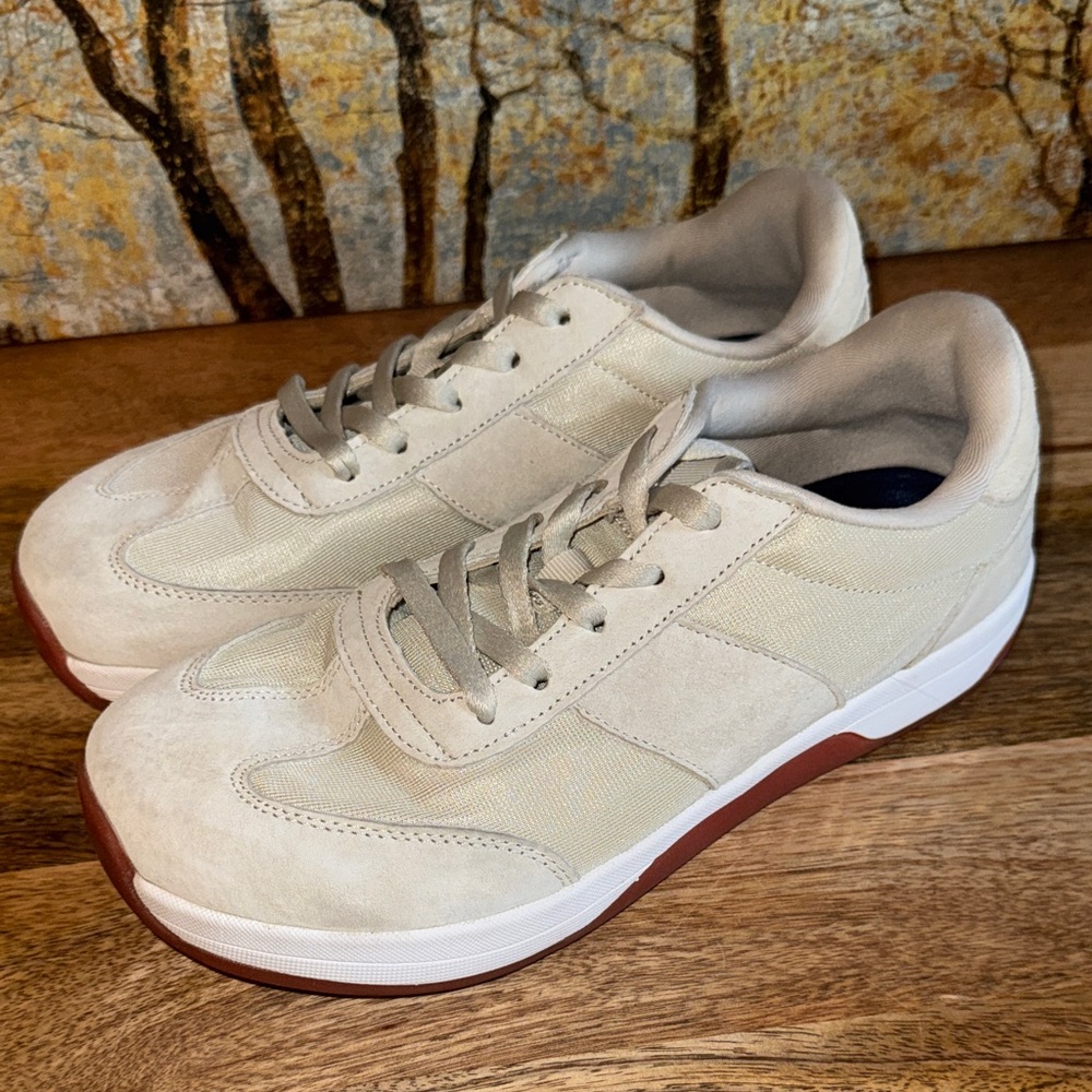 WHITIN Off-White Lace-Up Fabric and Suede Sneakers size 9 US (40) NWOB
